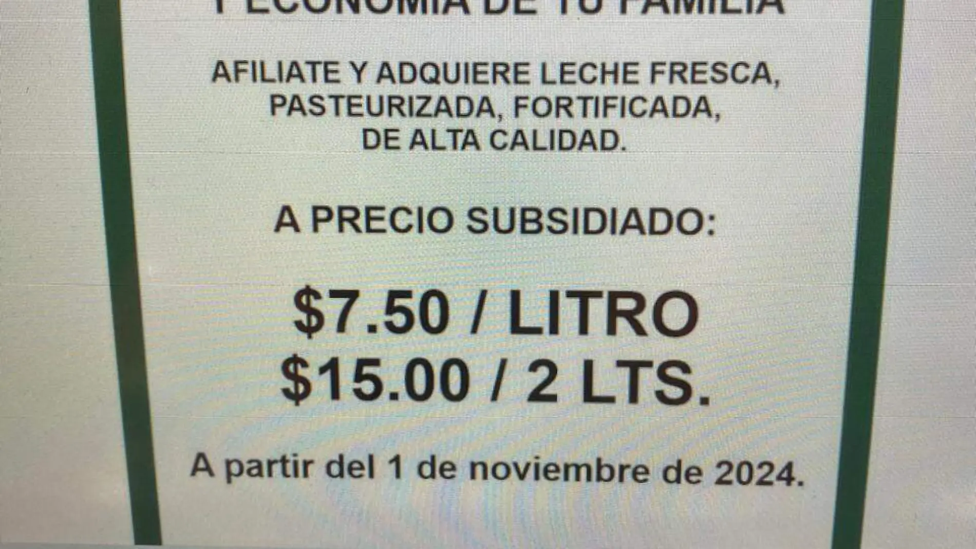 Leche Liconsa sube de 26 a los 30 pesos en bolsa de 2 litros